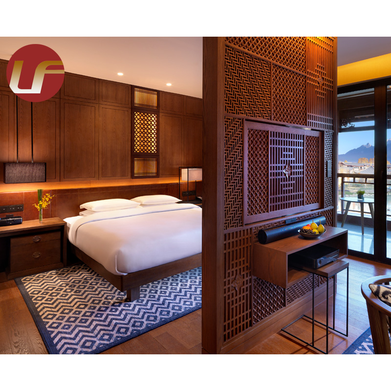 La chambre à coucher grande adaptée aux besoins du client par noyer foncé superbe 8 d'hôtel place l'ensemble de meubles de chambre à coucher d'hôtel