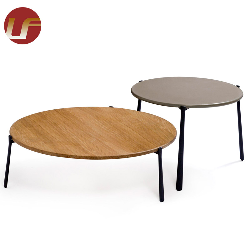Tables d'extérieur rondes en métal de Grain de bois de jardin en aluminium de conception de haute qualité