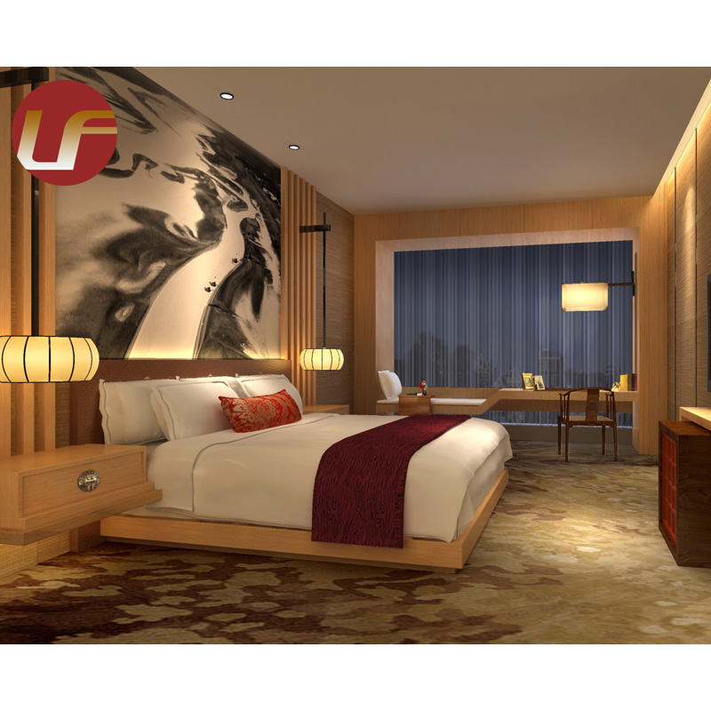 Ensemble de chambre à coucher d'hôtel de tissu en métal fait sur commande de suite de meubles de villa de Moderno de luxe de 5 étoiles