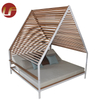 Lit de jour en osier de forme triangulaire lit de soleil extérieur Chaise longue de patio lit de repos meubles de jardin lit de jour en rotin
